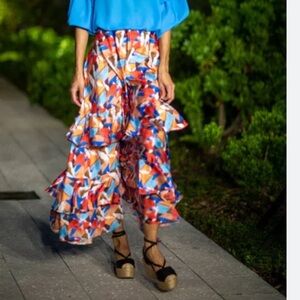 Carolina Estefan Geometric Print Maxi Skirt Size S/M